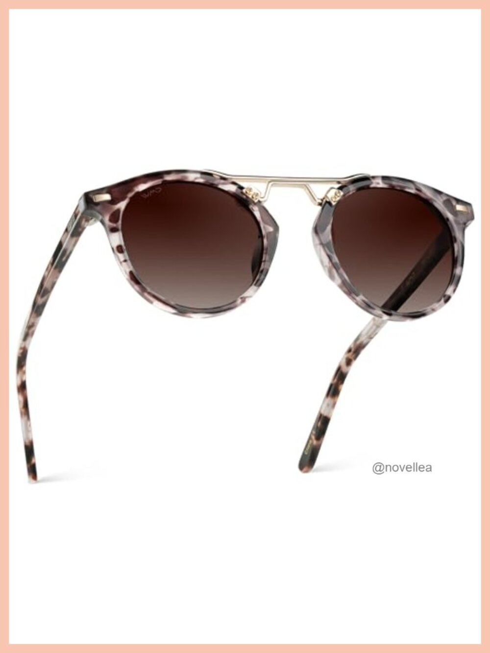 Women's Polarized Sunglasses Double-Bridge Round UV400 Stainless Steel